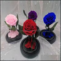 Wholesale Decorative Flowers Wreaths Festive Party Supplies Gardenlittle Prince Flower In The Glass Dome Valentine Day Present Eternal Real Rose Bir