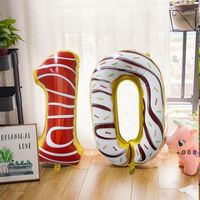 Wholesale 32 inch Donut Number Foil Balloons Fruit ice cream balloon Birthday party decorations Kids toy Sweet Number Balloon FWD11994