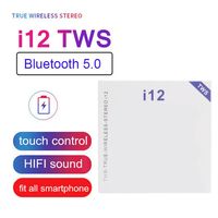 Wholesale i12 TWS Wireless Headsets Bluetooth V5 AP2 Stereo Sound Earbuds Por Up Window White Charging Box