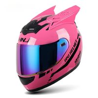 Wholesale Motorcycle Helmets Motos Horns Helmet Pink Casco Moto Cycling Motorcross Full Green Riding Horn Hard Hat Capacete