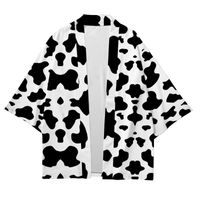 Wholesale Ethnic Clothing Cow Pattern D Printing Three quarter Sleeve Shirt Road Gown Cardigan Loose Large Size Trendy Men s Kimono