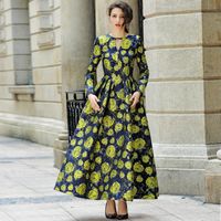 Wholesale Casual Dresses Good Quality Women Fashion Dress Autumn Winter Long Maxi Floral Print