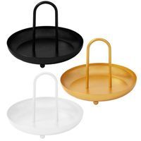Wholesale Storage Baskets Round Metal Tray With Handle For Bedside Sofa Living Room Outdoor Indoor Accent Snack Coffee Table Dessert Fruit HX5B