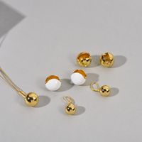 Wholesale Chokers Solid Small Golden Ball Pendant Necklace Earrings Copper Plated Female Hollow