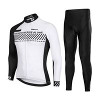 Wholesale Simple Black White MTB DH Cycling Jersey Set Racing Bicycle Long Sleeves Shirt Pants Suit Spring Bike Riding Jersey1