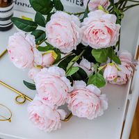 Wholesale Decorative Flowers Wreaths Household Simulation Peony Dried Special Garden Artificial Decoration Plastic Material Exquisite Wedding Party