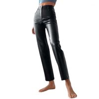Wholesale Women s Pants Capris Faux Leather Straight Leg High Waist Autumn Sexy Brown Slacks For Women Bottoms Vintage Streetwear Trousers Winter