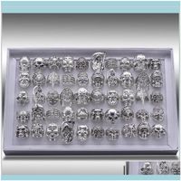 Wholesale Band Jewelrymixed Top Quality Gothic Punk Assorted Skull Style Bikers Mens Vintage Tibetan Rings Ekdx2 Zp4Vs Drop Deliv