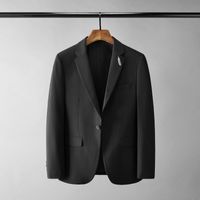 Wholesale Men s Suits Blazers Man Black Grey Prom Men Luxury Metal Feather Brooch Single Button Blazer Fashion Slim Fit Party XL