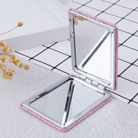 Wholesale Household Portable Square Double Side Folding Cosmetics Pink Mirrors For Ladies And Girls Pocket Mirror Mini Women Girl