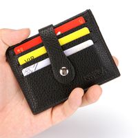 Wholesale Texture Coin Purse Men s Card Holder Lychee Pattern Black Cool Card Holder Buckle Small Purse Slim Business ID Case Money Pocket