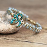 Wholesale Labradorite Buddha OM Charm Bracelet Handmade DIY Jewelry Yoga Mala Beaded Braided Wrap Friendship Gift Bracelets