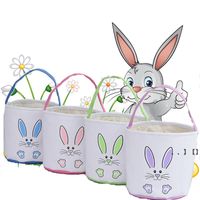 Wholesale Newest Easter Bunny Bucket Festive Cartoon Rabbit Ear Basket Lunch Tote Bag Animal Face Pattern Kids Festival Gift NHA10266