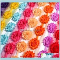 Wholesale Decorative Wreaths Festive Party Supplies Home Garden1Yard Colors Artificial Soft Rose Trim Shabby Frayed Chiffon D Fabric Flowers