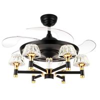 Wholesale Modern Ceiling Chandelier with Fan Arms Crystal Lampshade Big Wind V V inch Fans Lighting Fixture for Bedroom