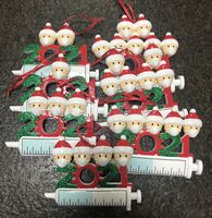 Wholesale 2021 Christmas Decoration Quarantine Ornaments Gift Family of Heads DIY Tree Mask Syringe Cartoon Pendant Accessories Crafts With Rope