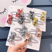 Wholesale INS Girls cute plaid Hair Clips boutique set Korean Style Children Girl Solid Color Accessories Lovely Kids Headwear Hairgrips A7817