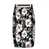 Wholesale Skirts Summer Style Pencil Skirt Women High Waist Green Vintage Elegant Bodycon Floral Print Midi