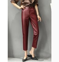 Wholesale Slim Leg Women s Tight Fitting Genuine Sheep Skin Nine Point All Match Pencil Pants Casual Full Leather Capris