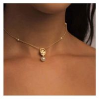 Wholesale Find Me Simple Alloy Imitation Pearl Necklace Round Pendant Women s Creative Fashion Party Product Jewelry Accessor Necklaces