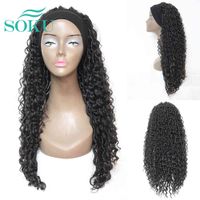 Wholesale Synthetic Headband Braided Wigs Ombre Brown Color Soft Long Braiding Crochet Hair Wig SOKU Faux Locs Curly For Black Women
