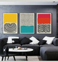 Wholesale Modern Colorful Red Blue Yellow Abstract Geometric Line Canvas Painting Wall Art Picture Poster Print for Living Room Home Decor