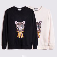 Wholesale 2021 designer winter sports sweater hoodies mens cute cat embroidery lovers womens classic sweatshirt