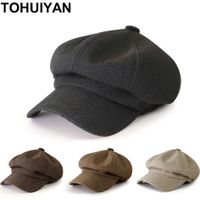 Wholesale Korean Stylish Octagonal Hats Men Eight Panel Newsboy Caps Autumn Boinas Beret Hat for Women Artist Streetwear Gorra Gatsby Cap