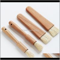 Wholesale Tools Aessories Outdoor Eating Patio Lawn Home Garden Drop Delivery Barbecue Oil Brush With Bristle Natural Beech Wood Handle Flat Pa