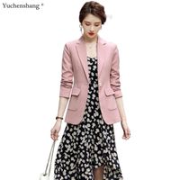 Wholesale Fashion Formal Blazer Jacket Women Girl Pink Black Beige Green One Button Fall Coats With Real Pockets For Office Lady Wear Women s Suits