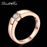 Wholesale Double Fair Princess Cut Stone Engagement Wedding Rings For Women white Rose Gold Color Women s Ring Jewelry HotSale DFR400