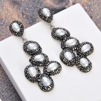 Wholesale GuaiGuai Jewelry White Coin Pearl Black Crystal pave Earrings Handmade For Women Real Gems Stone Lady Fashion Jewellry