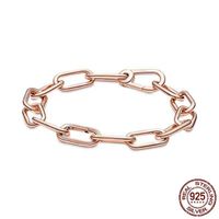Wholesale Me Link Chain Bracelet Rose Gold Real Silver Fit Original Pandora Charms Diy for Brand Jewelry Making Gift Friend