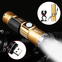 Wholesale LED Bike Flashlight Cycling Front Lamp USB Rechargeable Modes Zoom Waterproof Torch Bicycle Light Lamp Stand Holder