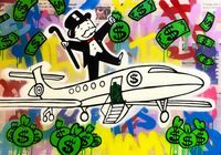 Wholesale Alec Monopoly Money Private Jet Oil Painting On Canvas Home Decor Handpainted HD Print Wall Art Picture Customization is acceptable