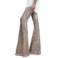 Wholesale Sexy Sequin Glitter Wide Leg Long Flare Pants High Waist Party Club Trousers Casual Outfit Streetwear Bell Pant Women s Capris
