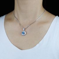Wholesale Blue Evil Eyes Round Shape Necklaces Link Chain Zircon Necklace Choker For Women Fashion Jewelry Collares Christmas Gift Chains