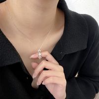 Wholesale Whole Body Sterling Silver Square Letter Necklace Simple Design Sense of Minority Indifference Wind Trend Drop Glue Clavicle Chain WTZ719