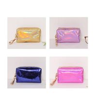 Wholesale PU makeup Fashion clutch bags letter Laser waterproof large capacity portable multi function storage