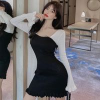 Wholesale Casual Dresses French Vintage Party Brought Sexy Backless Bind Long Sleeve Knit Little Dress Couture Autumn The Version Of Its
