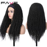 Wholesale Headband Long Dreadlock Wig Synthetic Faux Locs Natural Black Brown Scarf Turban Wrap Heat Resistant Fiber For Black Womenfactory direct