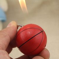 Wholesale Basketball Football Shaped Flame Butane Lighter With Keychain NO Gas Pendant Cigarette Rings Lighters For Smoking Tool