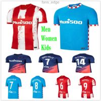Wholesale 2021 Atletico Soccer Jerseys SUAREZ GRIEZMANN JOAO FELIX CORREA KOKE LEMAR CARRASCO M Llorente Madrid Custom Men Women Kids Home Away Third Football Shirt