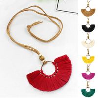 Wholesale Bohemia Colors Silk Tassel Long Necklace For Women Ethnic SweaterChain Fringed Chokers Pendant Necklace Jewelry