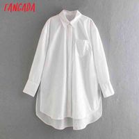 Wholesale Women Oversized White Shirts Long Sleeve Solid Turn Down Collar Boy Friend Style Blouse Tops QJ07