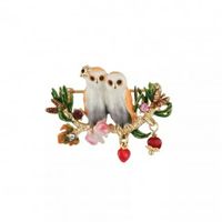 Wholesale French fashion hand painted enamel glaze animal owl brooch red heart pine branch corsage accessories factory whole