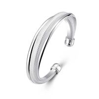 Wholesale Charm Bracelets Beveled Net Bracelet Fashion Geometric Shape Silver Open Bangle Send Girlfriend Mom Gift Gifts For Women