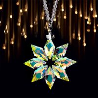 Wholesale Decorative Objects Figurines Creative Aurora Snowflake High grade Fire Polished AB Color Crystal Pendant Car Rear view Mirror Home Accesso
