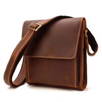 Wholesale Men s Genuine Leather Shoulder Bag Crazy Horse Crossbody Head Layer Cowhide Flip Exclusively for iPad