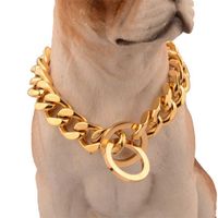 Wholesale 15mm Stainless Steel Dog Chain Metal Training Pet Collars Thickness Gold Silver Slip Dogs Collar for Large Dogs Pitbull Bulldog